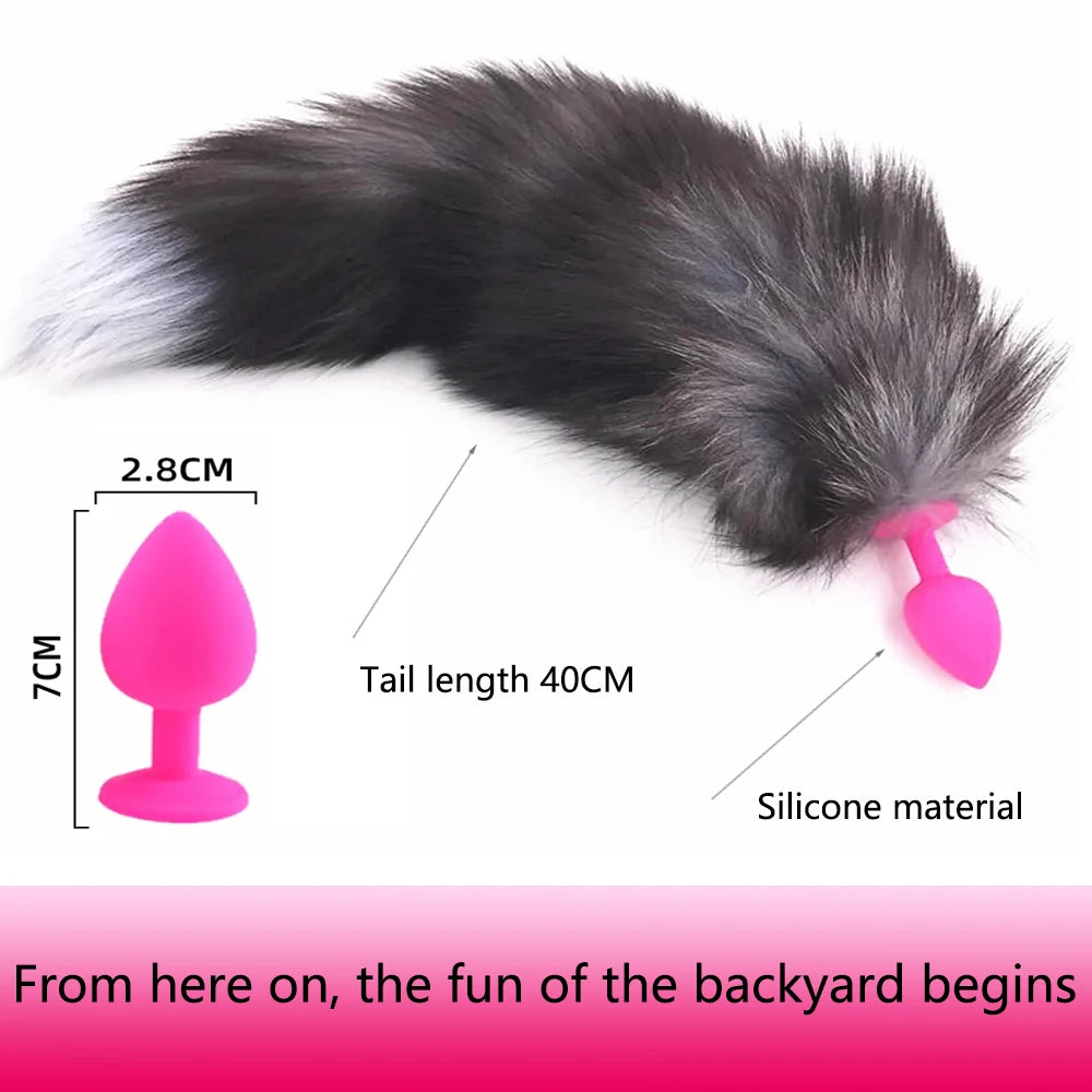 Sex Toy Anal Plug Anal Toys Long Fox Tail Erotic Anus Toy Ass Stuff With Silicone Inserted Behind The Anus Sexy Toys For Woman Peaceful Pleasures Health and Wellness