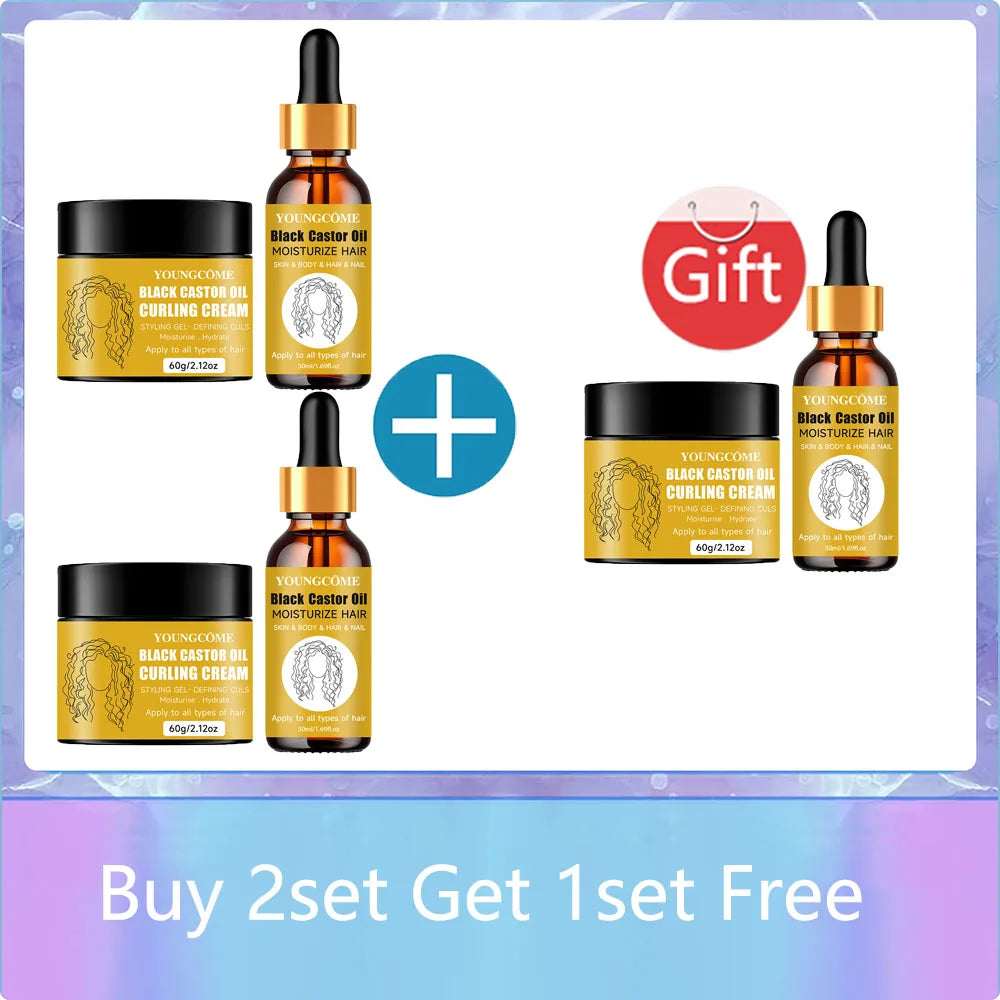 Jamaican Black Castor Oil & Curling Cream Duo | Hair Growth