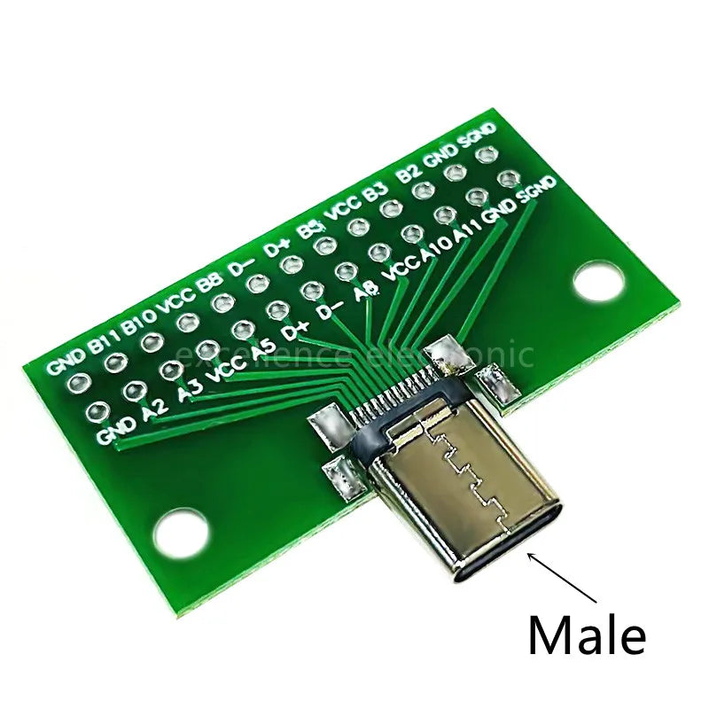 USB3.1 Type-C Male Female Test PCB Board Adapter Type C 24P 2.54mm Connector For Data Line Double-sided Insertion Transfer Peaceful Pleasures Health and Wellness Male USB