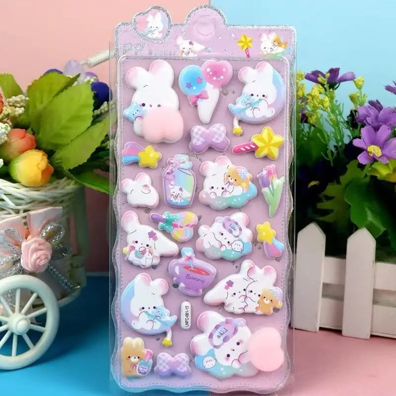 3D Cute Animal Butt Puffy Stickers | Scrapbook & Decal Sheet