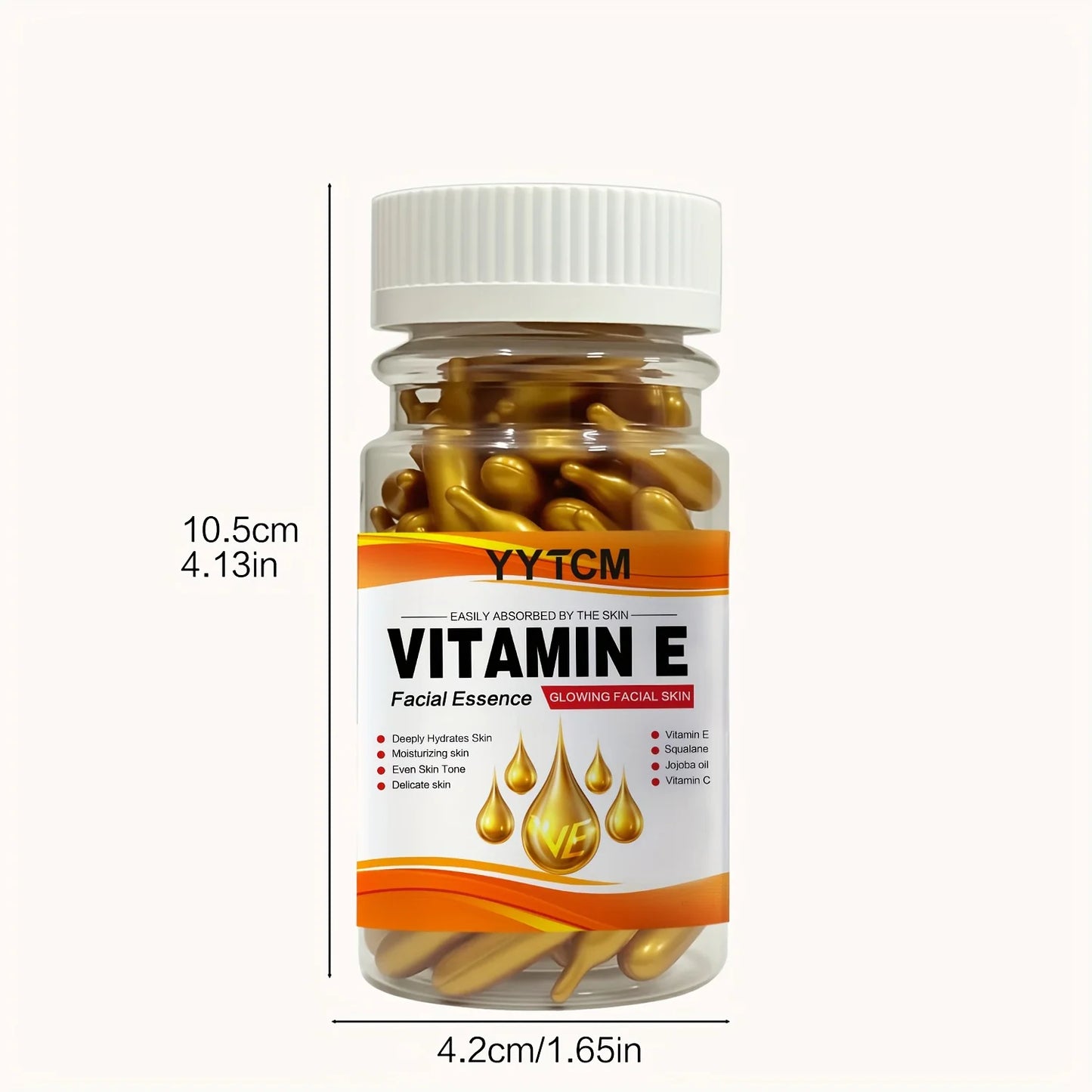Vitamin E Deep Moisturizing Capsule Essence, Hydrates and Smooths Skin, Contains Plant-Based Squalane, Vitamin C, Deep Moisturizing and Brightening Skin Essence (0.4Gx90 Capsules)/Bottle-1 Bottle Peaceful Pleasures Health and Wellness