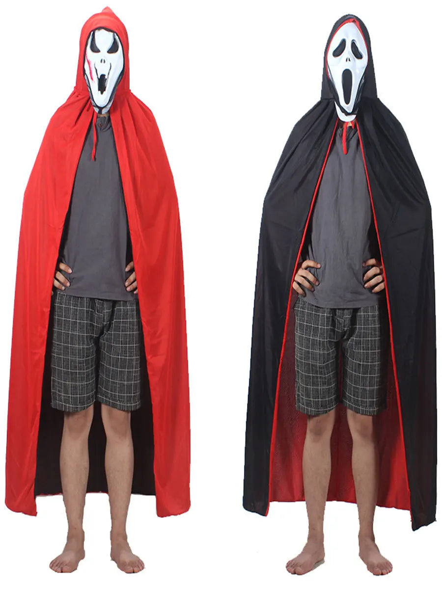 Adult Reversible Vampire Hooded Cape – Black & Red Halloween Costume Halloween Costume Cape Peaceful Pleasures Health and Wellness
