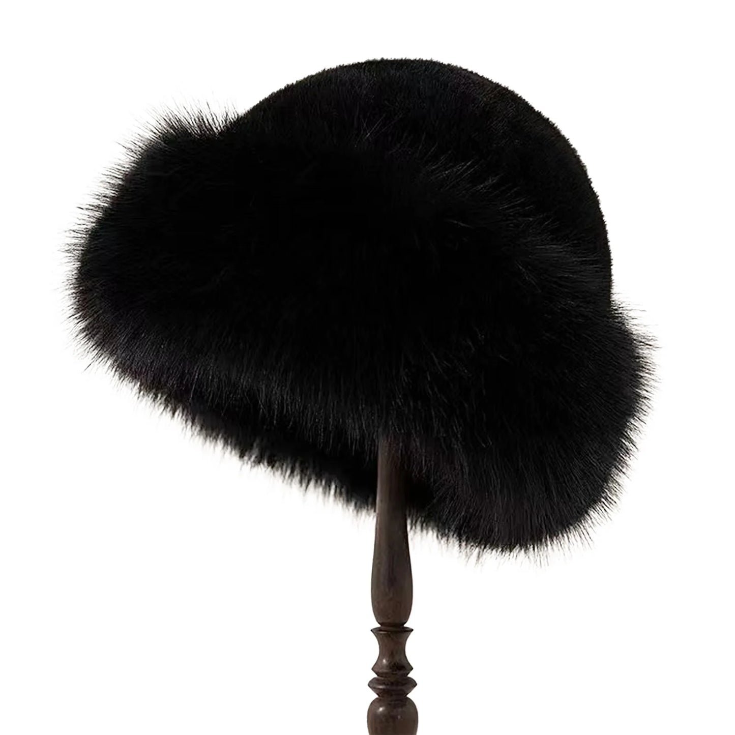 Thicken Plush Warm Fur Hat Fluffy Beanie Warm Thick Hat Mongolian Caps for Casual Trips Sports Skiing Peaceful Pleasures Health and Wellness black
