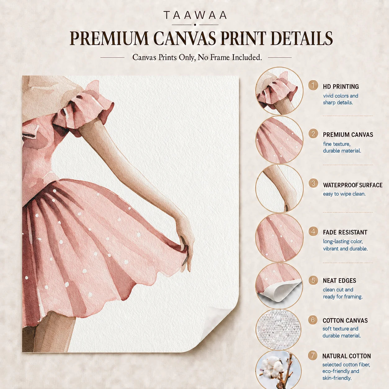 Nordic Ballerina Pink Canvas Wall Art | Girls Bedroom Décor Canvas Wall Art Peaceful Pleasures Health and Wellness