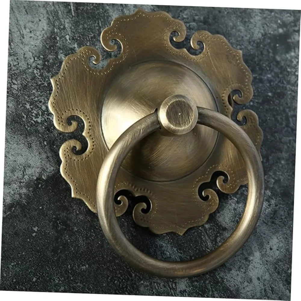 Antique Brass Cabinet Pull Ring Handle | Retro Drawer Door Knob