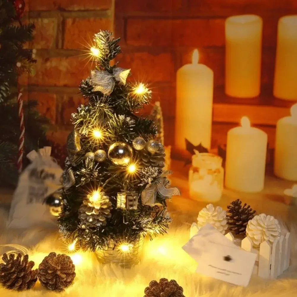 40CM LED Christmas Tree Nightlight LED Light Pine Needle Tree Mini Xmas Tree Christmas Decoration Desktop Ornament New Year Gift Peaceful Pleasures Health and Wellness
