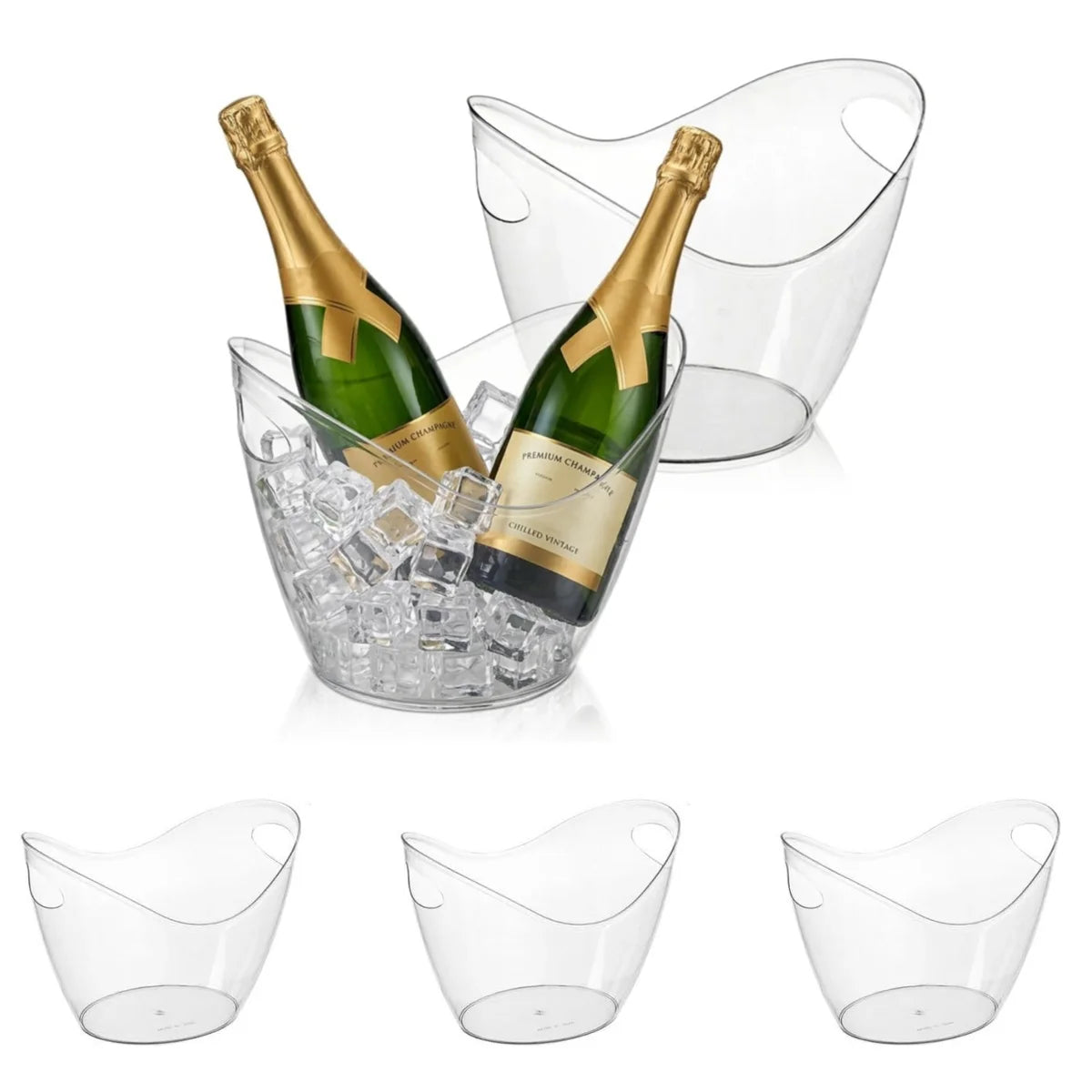 5 PET Unbreakable Ice Bucket Wine Bucket Clear Beverage Tub for Party Drinks Ice Tub for Wine Champagne or Beer Bottles Bar Peaceful Pleasures Health and Wellness 5PCS