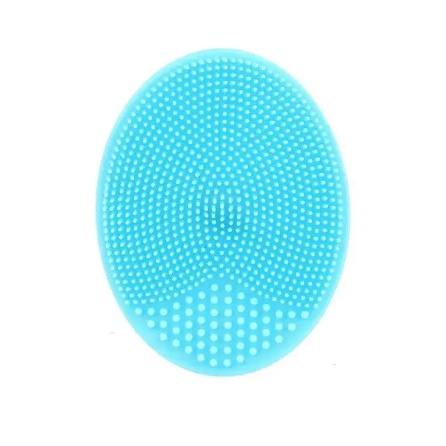 Silicone Face Wash Brush Clean Pores Baby Shampoo Brush Baby Bath Brush Soft Hair Round Shampoo Comb Home Use Peaceful Pleasures Health and Wellness Blue
