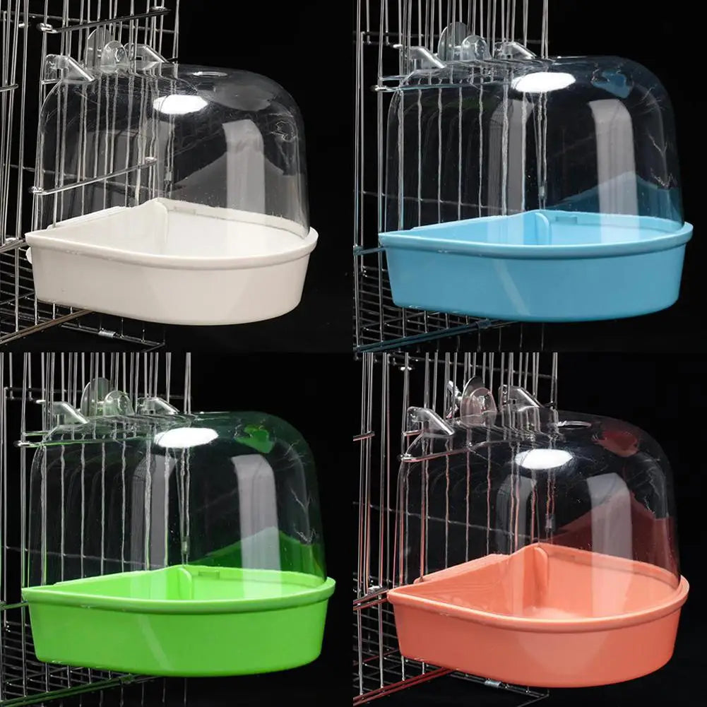 Hanging Cage Bird Bath Box – Waterproof Parrot & Parakeet Bath