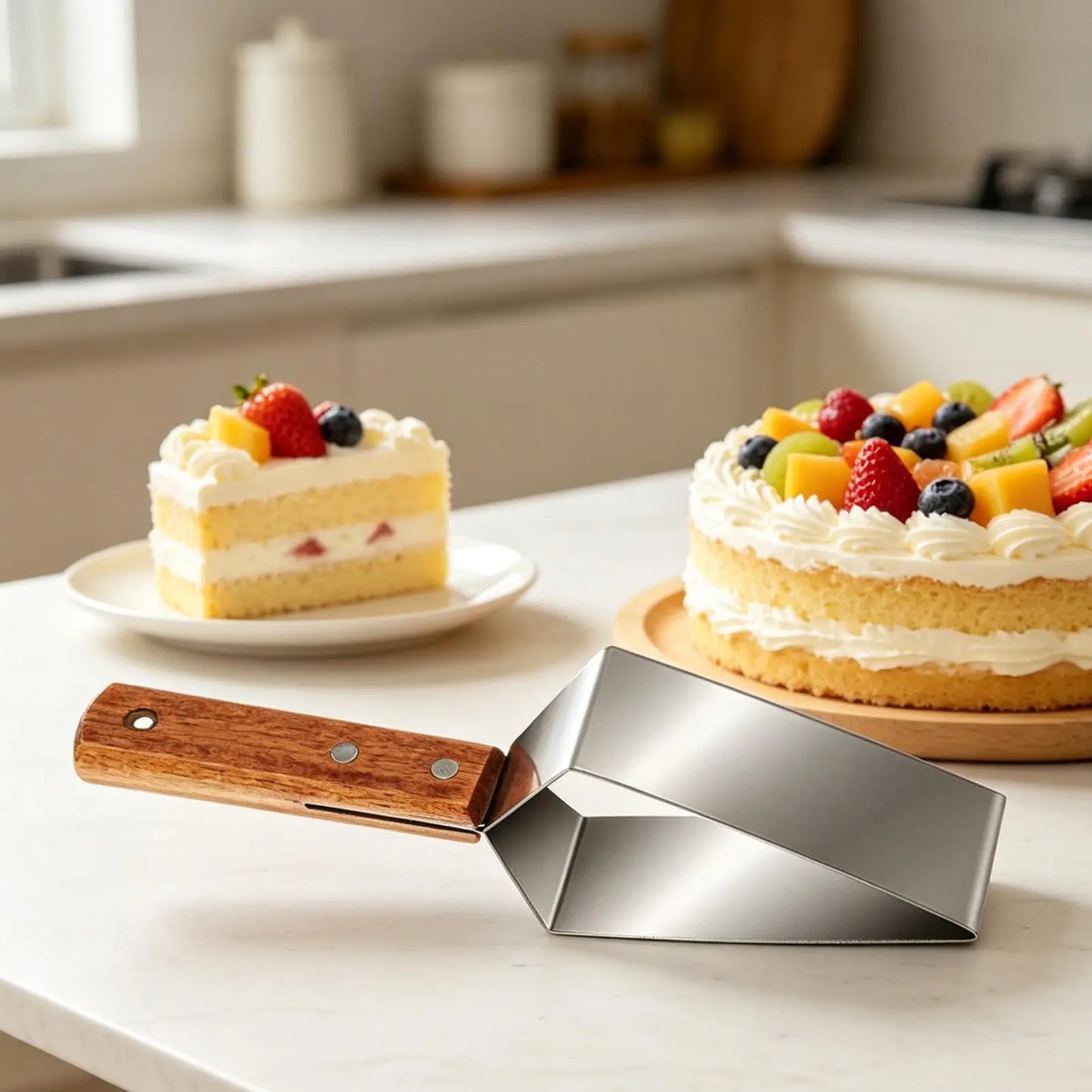 Watermelon Cutter Stainless Steel With Wooden Handle, Ergonomic Melons Slicer For Cantaloupe Muskmelon Home Kitchen Picnic Party Peaceful Pleasures Health and Wellness