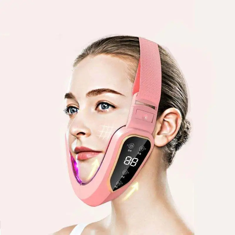 Facial Lifting Massager 12 Gears Electric Facial Massager V-line Face Lifting Slimming Vibration Device Home Use Beauty Tool Peaceful Pleasures Health and Wellness Pink