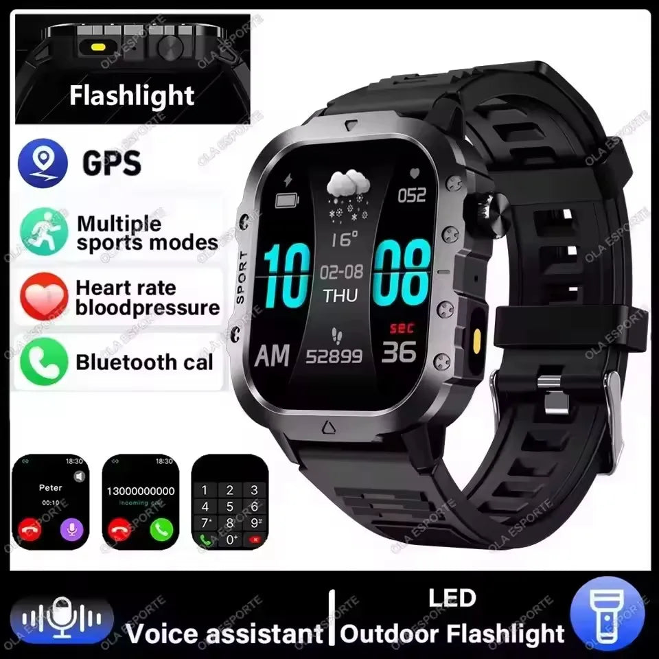 Ola Esporte Military Smart Watch | Bluetooth Call, 5ATM, Fitness