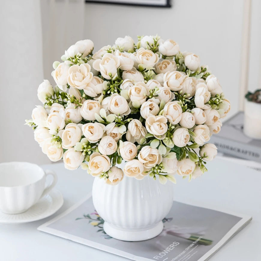 15-Head Silk Rose Bouquet | Wedding & Home Artificial Flowers