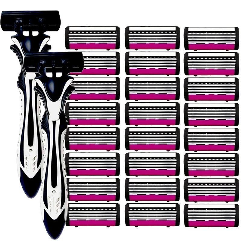 Men's 6-Blade Reusable Razor with Replaceable Head