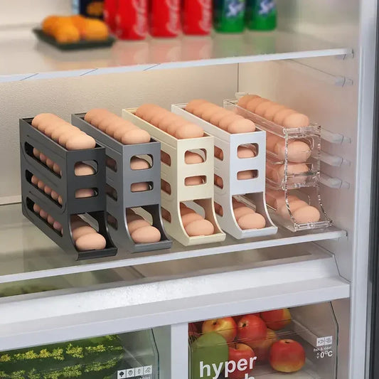 Refrigerator Egg Storage Box 4 Layers Automatic Rolling Egg Holder Kitchen Refrigerator Egg Dispenser Fridge Organizer Peaceful Pleasures Health and Wellness