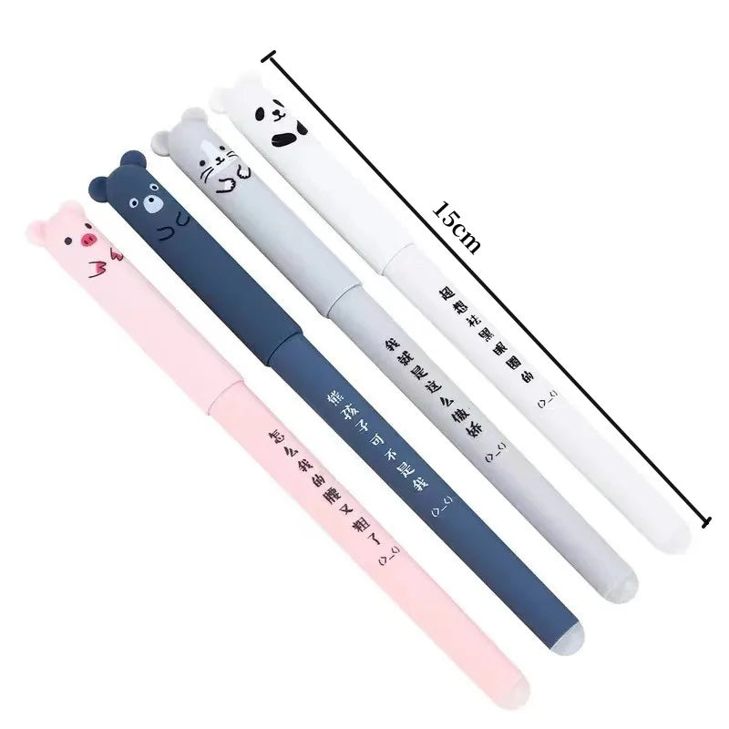 12-Pack Panda Erasable Gel Pens 0.5mm – Blue & Black Ink