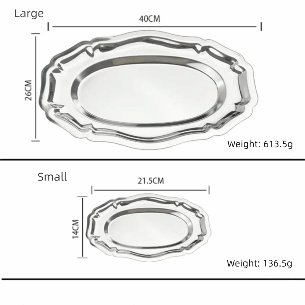 Mirror Finish Stainless Steel Cake & Dessert Serving Tray