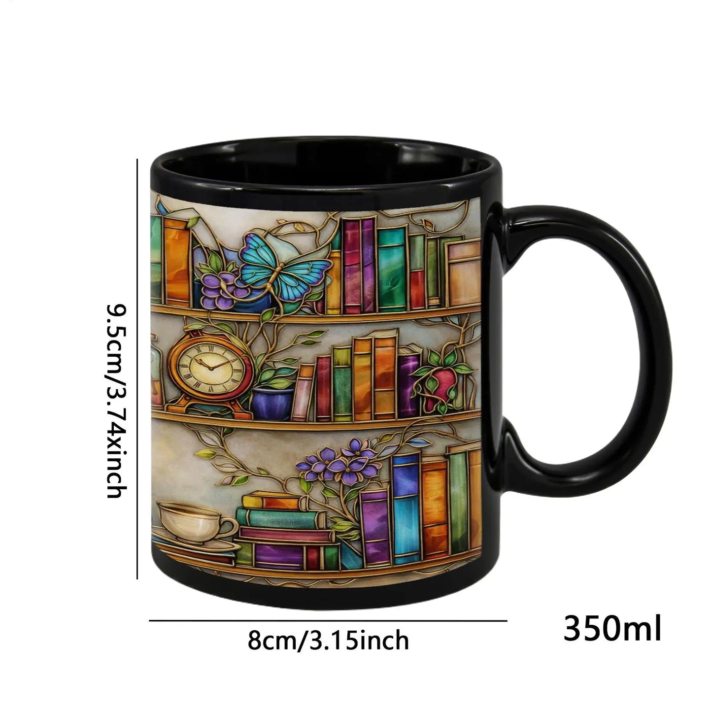 Ceramic Mug Heat-Resistant Drinkware 350ml Ceramic Cup for Book Lovers for Chocolate Tea Water Juice Home Dorm Hotel Apartment Peaceful Pleasures Health and Wellness