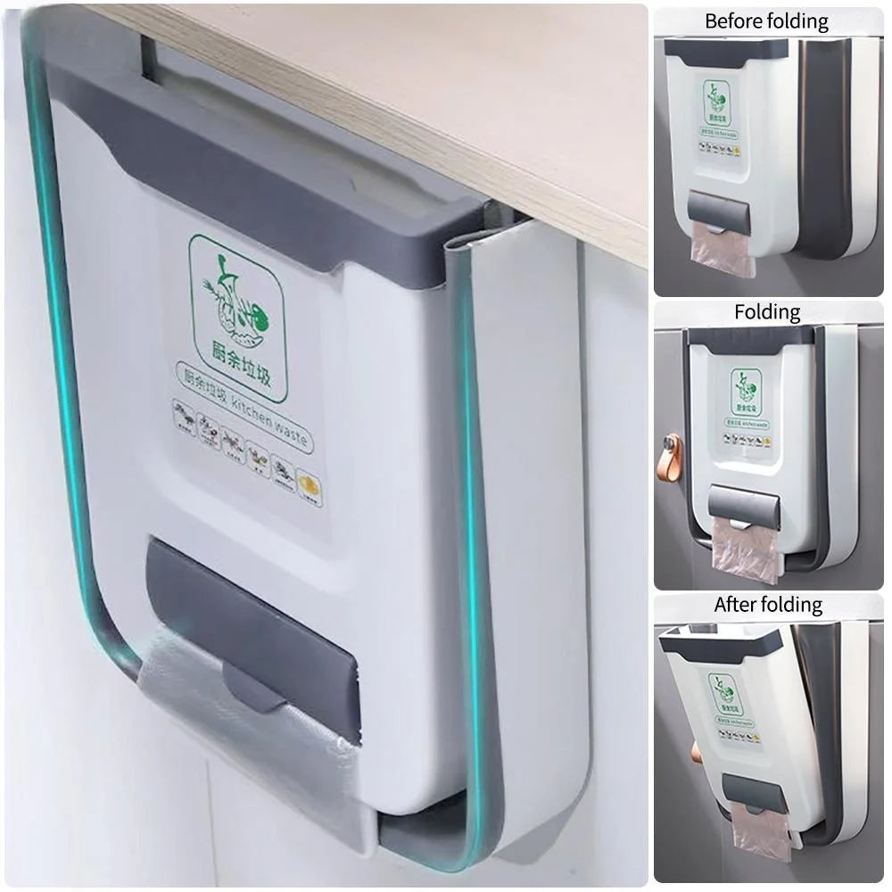 Kitchen Folding Trash Can Wall Mounted Trash Can Kitchen Cabinet Door Mounted Trash Can Folding Trash Can for Vehicles Peaceful Pleasures Health and Wellness