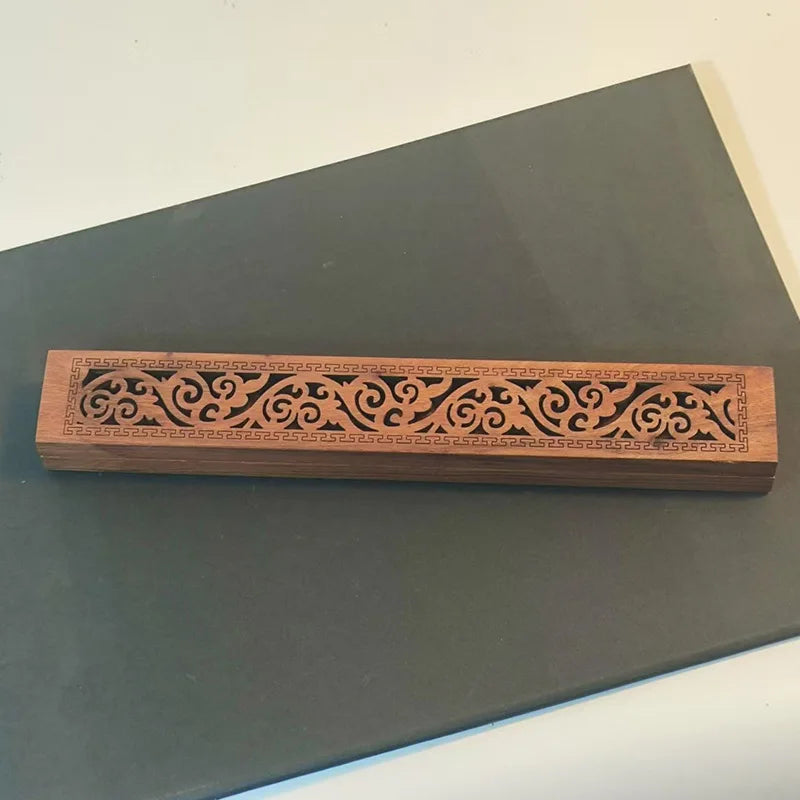 1pc Natural Bamboo Incense Burner with Laying Plate - Aromatherapy Wooden Box for Incense Storage and Burning Peaceful Pleasures Health and Wellness