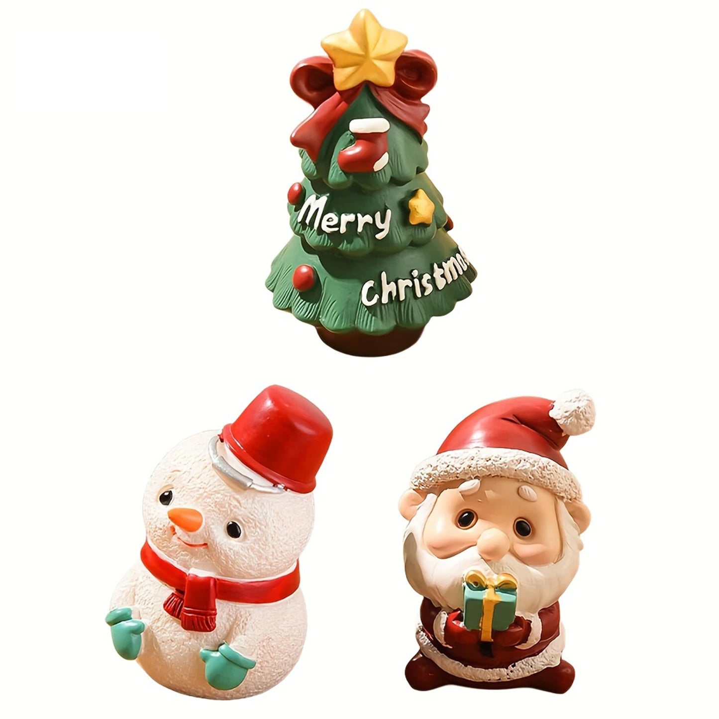 Personalized Resin Christmas Ornament Creative Mini Xmas Tree Santa Snowman Figurines Suitable for School Shop Peaceful Pleasures Health and Wellness