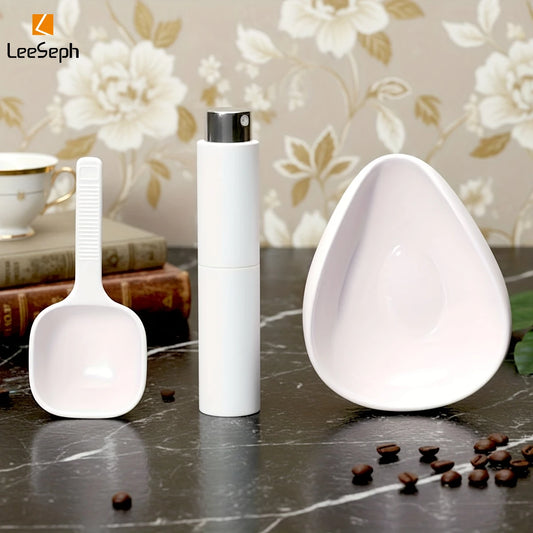 Leeseph Coffee Bean Dosing Cup and Spoon Set, Ceramic Dosing Vessel/Single Dose Measuring Tray Kit for Coffee, Reducing Static Peaceful Pleasures Health and Wellness