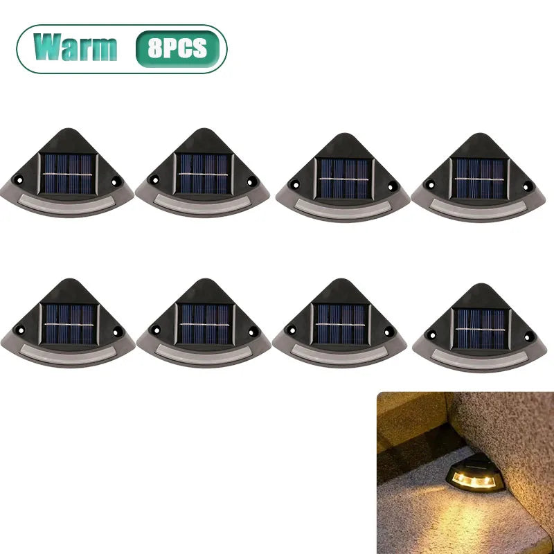 Solar Stair Lights Outdoor Waterproof LED | Garden Steps 4-8 Pack