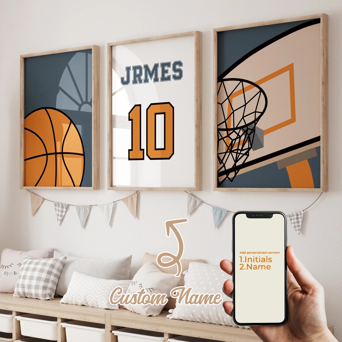 Personalized Basketball Canvas Wall Art | 3-Piece Sports Decor