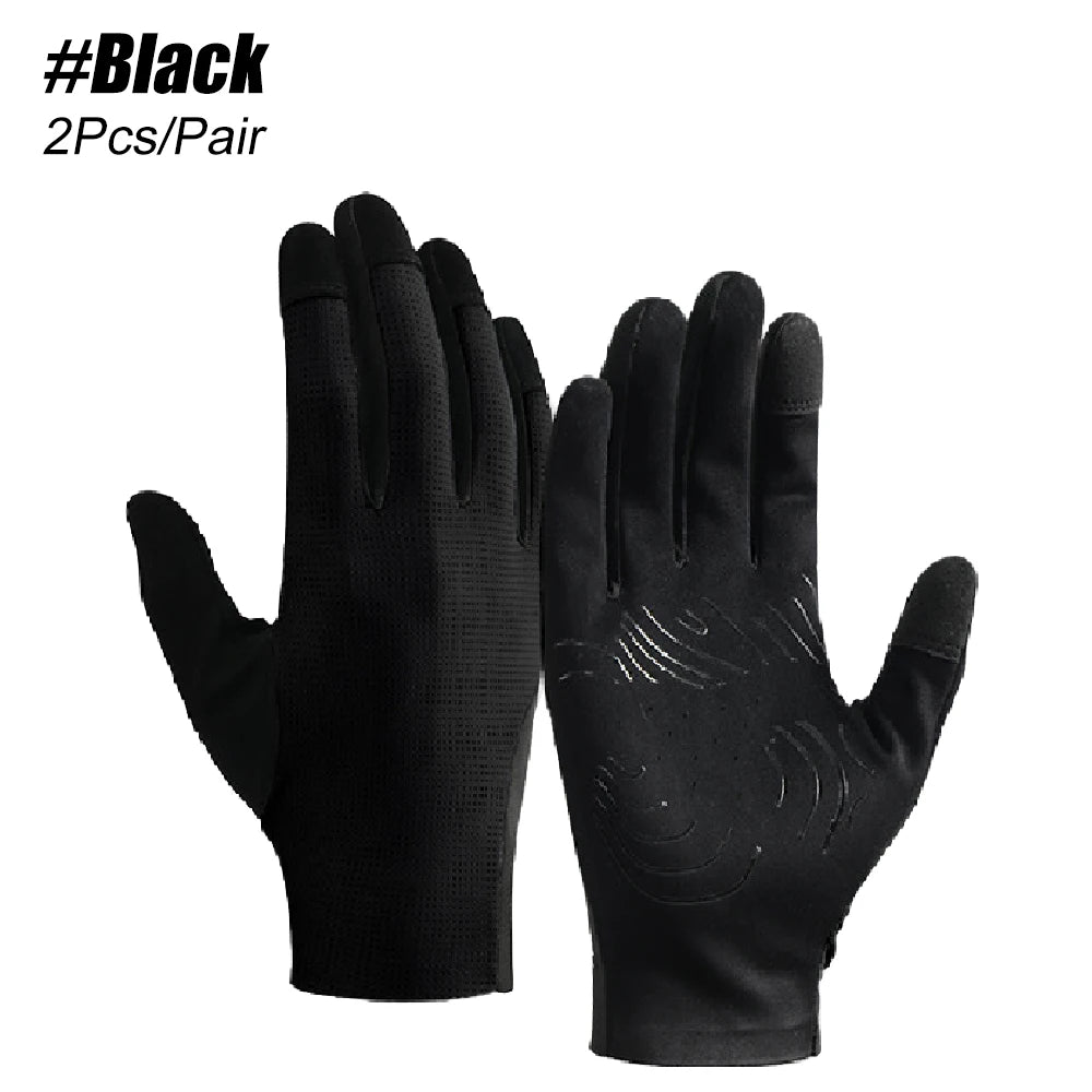 1Pair Breathable SBR Anti-Slip Cycling Gloves Full Finger Touch Screen Thin Summer Bike Gloves for Men Women Mountain Bicycle Peaceful Pleasures Health and Wellness Black-1Pair L