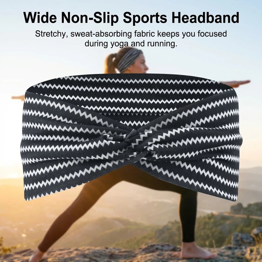 Women's Sports Headband Elastic Non-Slip Wide Sweat-Absorbing for Yoga Running Peaceful Pleasures Health and Wellness