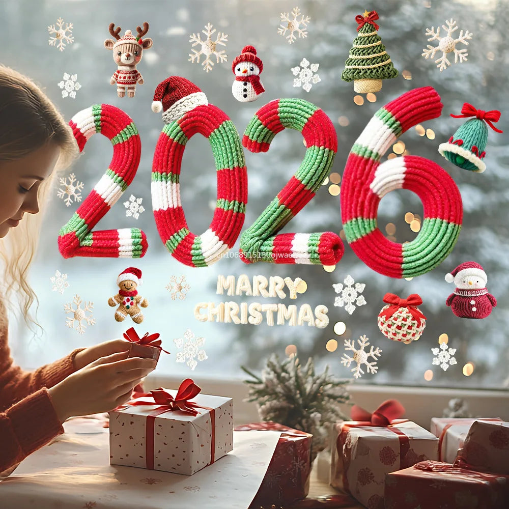 2026 Christmas Scene Window Stickers Large Store Window Door Decor | Reflective Number Stickers | Removable Static Clings Decor Peaceful Pleasures Health and Wellness