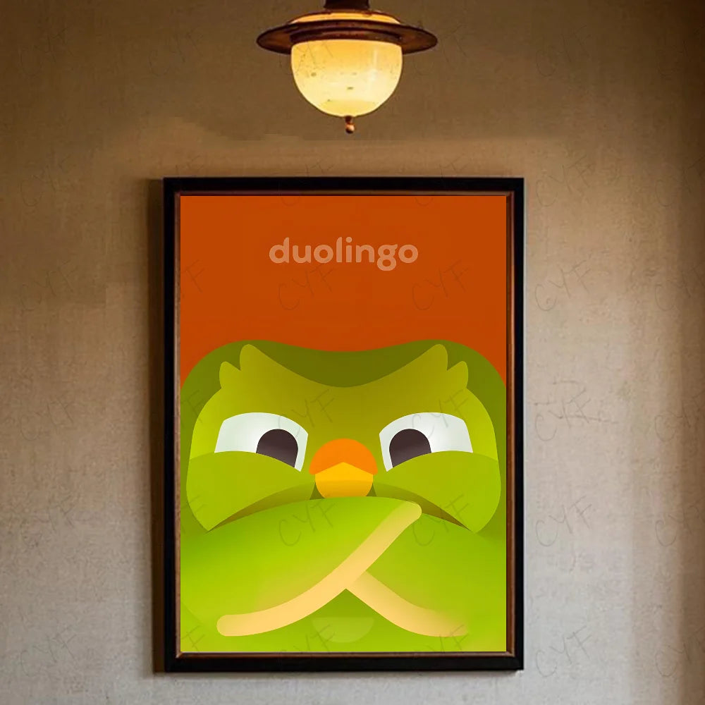 Duolingo Owl Duo 2 Poster HD art sticky wall waterproof home living room bedroom bar aesthetic decoration Peaceful Pleasures Health and Wellness