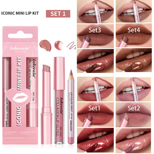 3 in 1 Lipstick Lip Liner Lip Gloss Set Easy Coloring Moisturizing Lip Sticks Suitable for All Occasions Lip Makeup Cosmetic Gif Peaceful Pleasures Health and Wellness