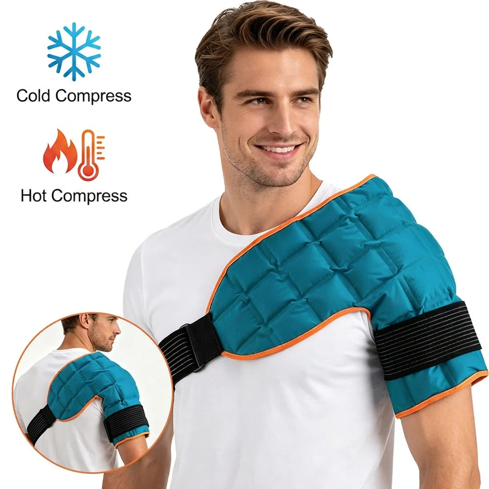 Hot Cold Shoulder Brace Reusable Ice Pack Wrap Self-Absorbing Water Shoulder Support Adjustable Belt for Back Sport Injuries Pad Peaceful Pleasures Health and Wellness