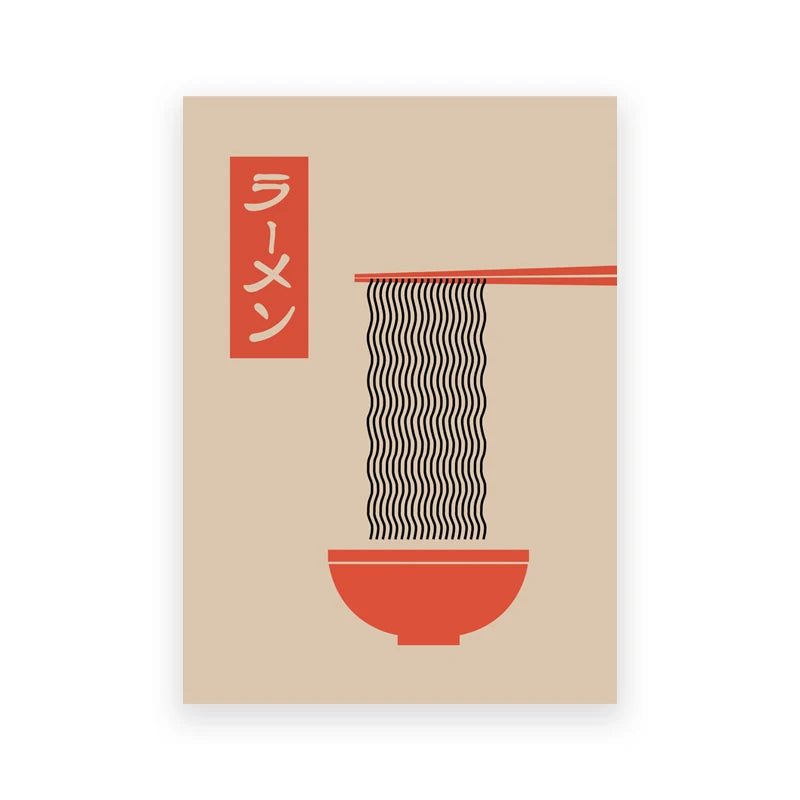 Art Print Watercolor Sushi Poster Kitchen Wall Canvas Painting Japan Restaurant Decor Japanese Ramen Noodles Cat Illustrated Peaceful Pleasures Health and Wellness T80287-06 20x30cm Unframed