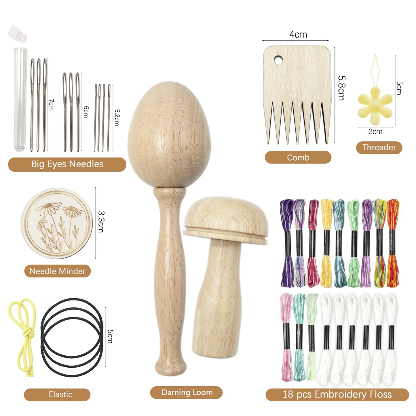 Wooden Darning Mushroom & Egg Sewing Kit | Portable Sock Hat Sweater Repair Tool for DIY Hole Patching Peaceful Pleasures Health and Wellness