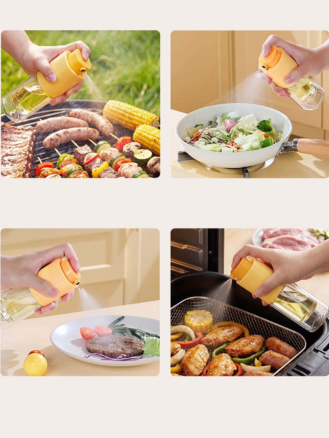 Retractable Oil Spray Bottle Kitchen BBQ Cooking Olive Oil Dispenser Camping Sealed Leak-proof Glass Atomizing Oil Spray Bottle Peaceful Pleasures Health and Wellness