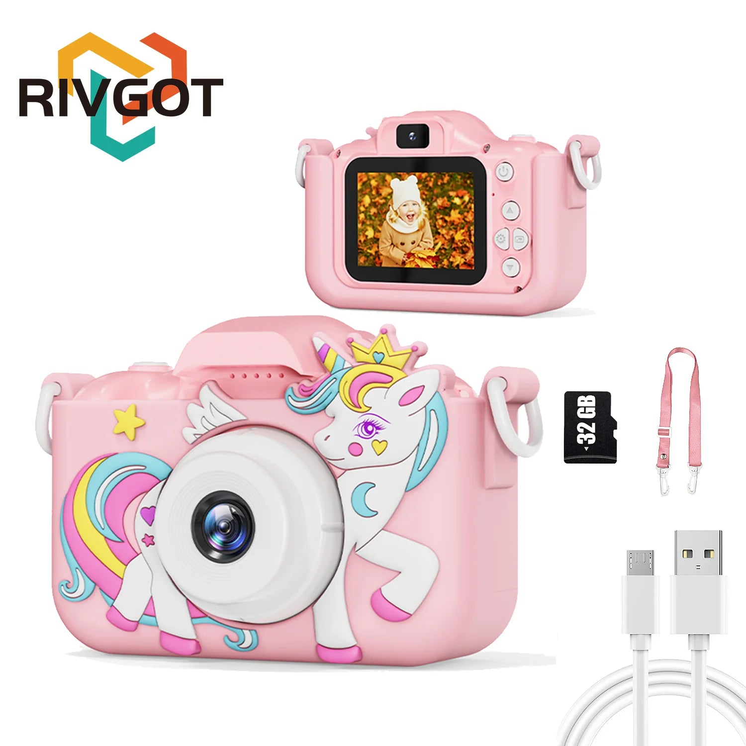 Kids Camera Toys for Boys Girls Selfie HD Digital Video Shockproof Camcorder Christmas Birthday Girls 32GB Card Included Peaceful Pleasures Health and Wellness Pink