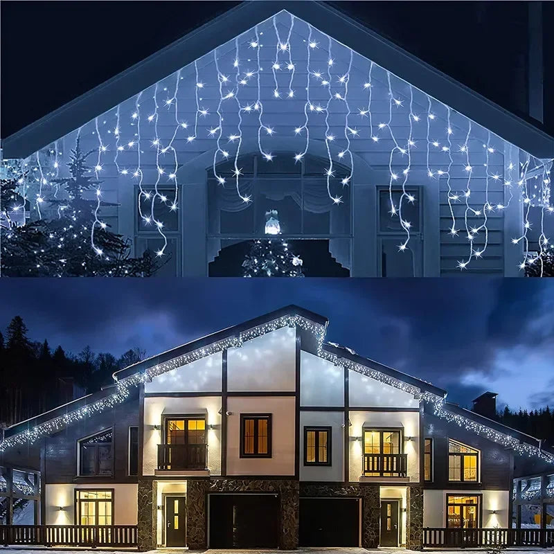 4M LED Icicle Curtain String Lights | 8 Modes Christmas Outdoor