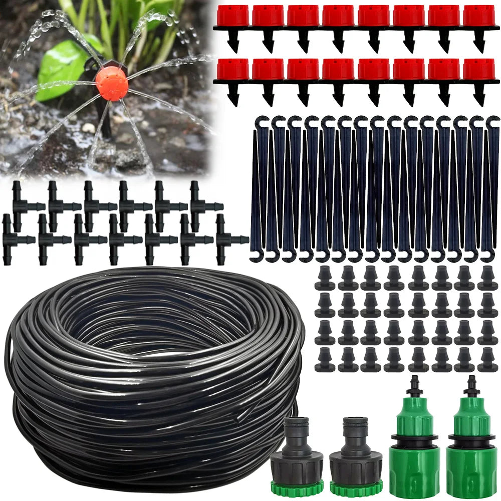 20M Garden Hose Micro Drip Irrigation System Portable Automatic Watering with Adjustable Drippers Misting Watering Kits Peaceful Pleasures Health and Wellness
