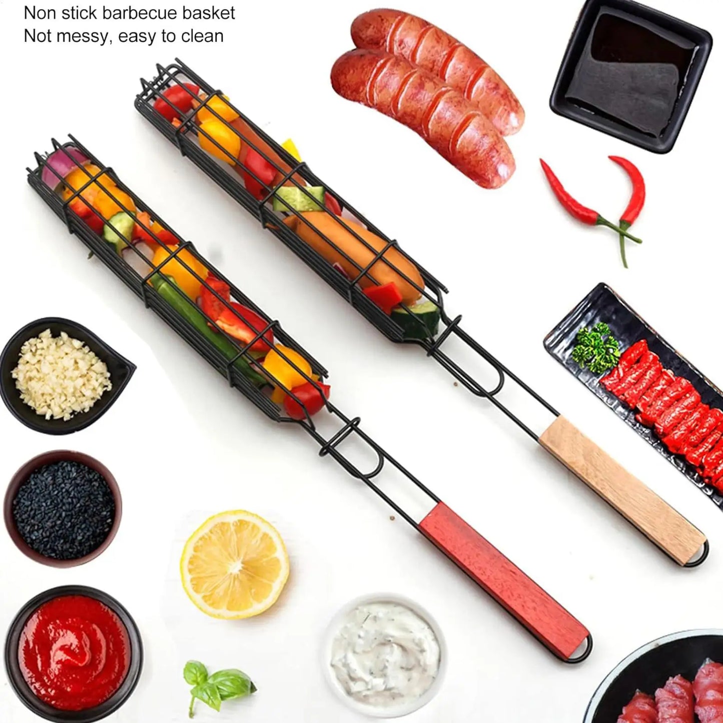Hot Dog Grill Basket – Stainless Steel BBQ Sausage Rack