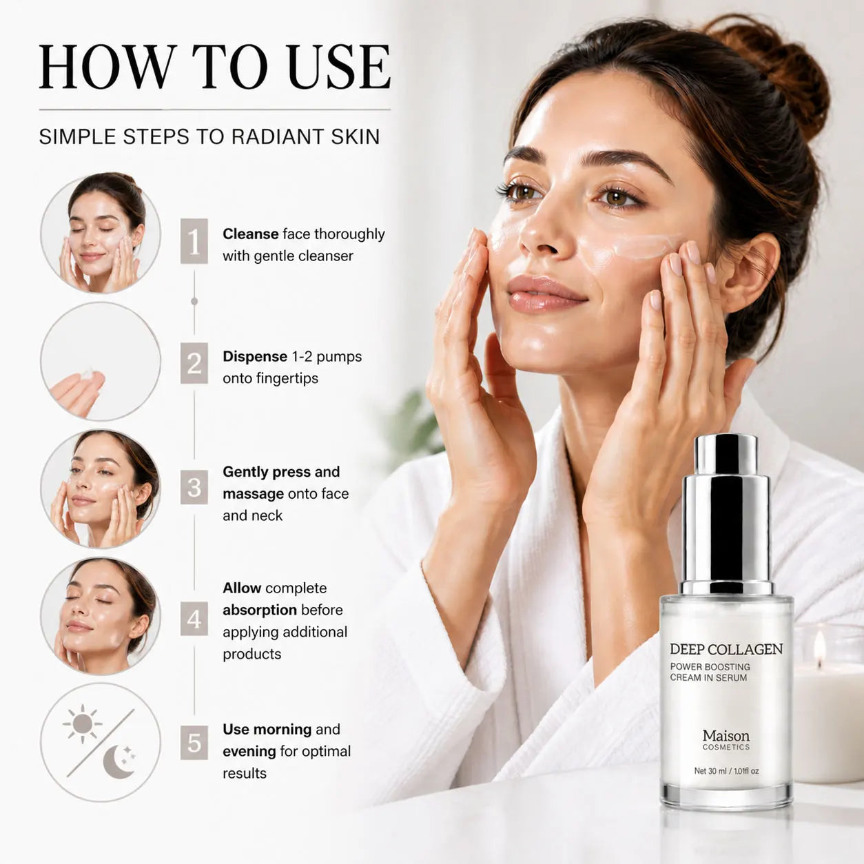 Deep Collagen Serum, Women Serum for Smoothing Fine Lines, Moisture & Firming Skin Care, Korean Skincare Serum, 30ml Peaceful Pleasures Health and Wellness
