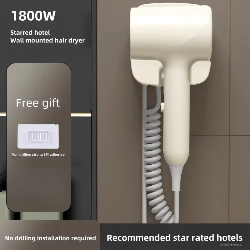 2026 Latest Hotel Wall-Mounted Hair Dryer, 1800W High-Power Negative Ion Hair Care, No-Drill Installation, Hotel-Grade Hair Drye Peaceful Pleasures Health and Wellness Beige EU
