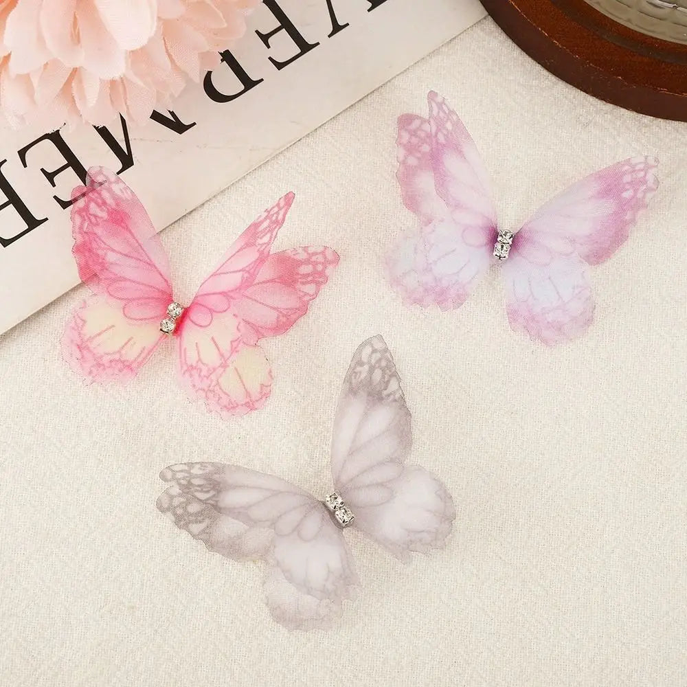 50Pcs 3D Organza Butterfly Appliqués – Gradient Mesh Patches