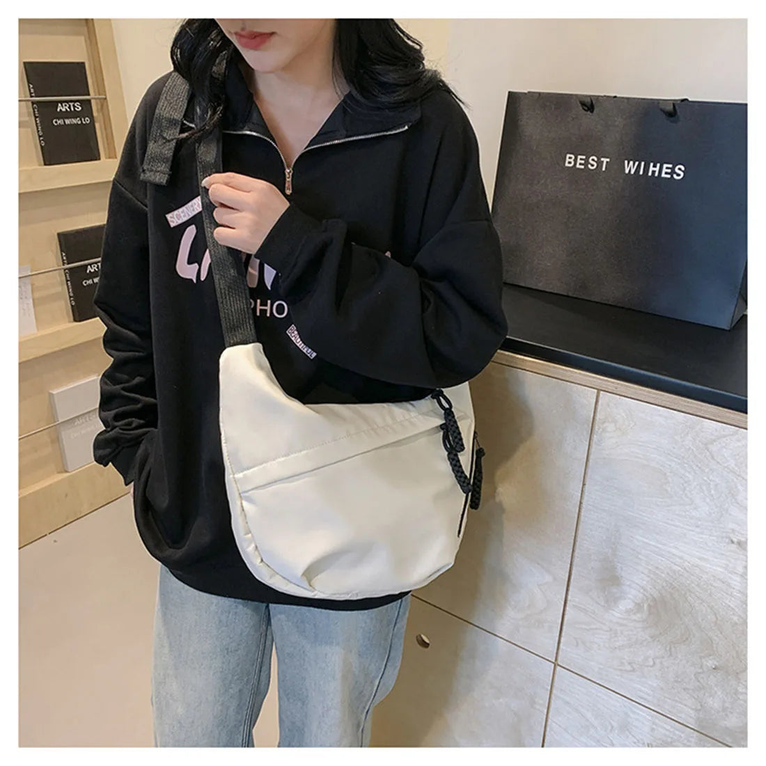 New Style Classy Fashion Single Shoulder Bag Large Capacity Commuting Crossbody Bag Thoughtful Gift for Office Workers Peaceful Pleasures Health and Wellness