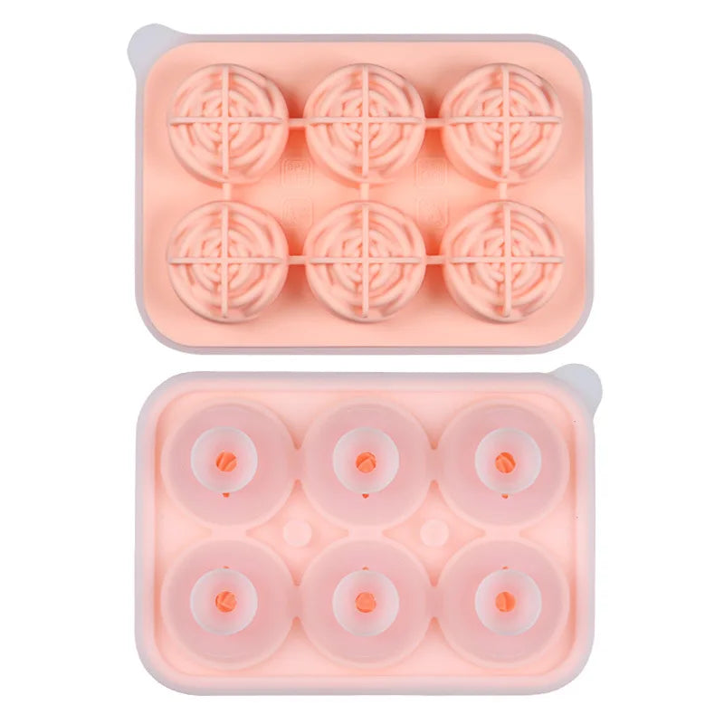 Food-grade silicone 6-piece rose ice cube tray with leak-proof funnel and buckle for DIY ice molds and ice cube molds Peaceful Pleasures Health and Wellness Pink