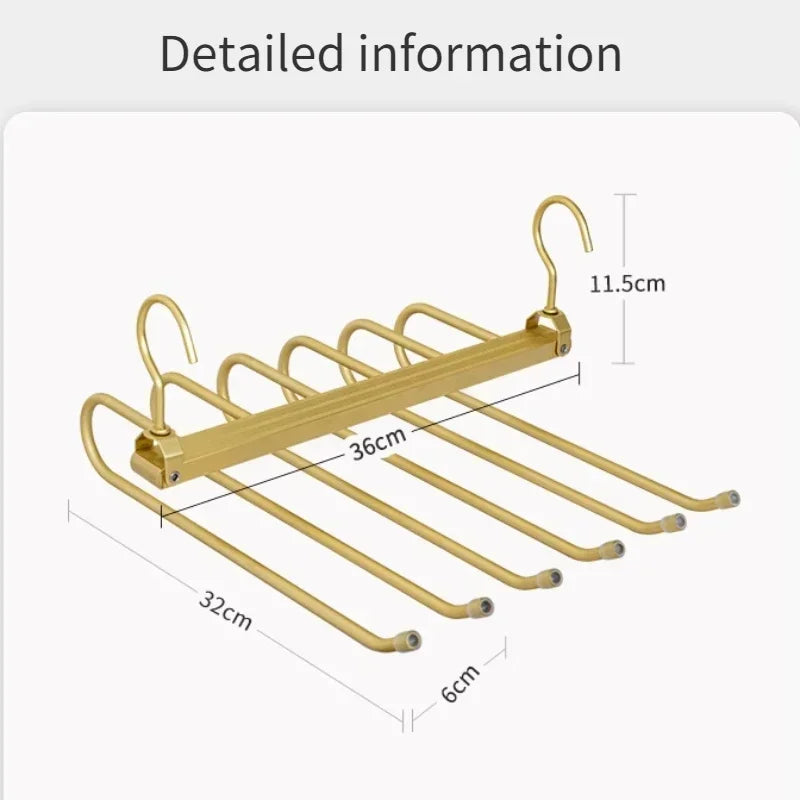 6-in-1 Telescopic Folding Pants Hanger | Space-Saving Closet Organizer for Trousers, Ties & Scarves