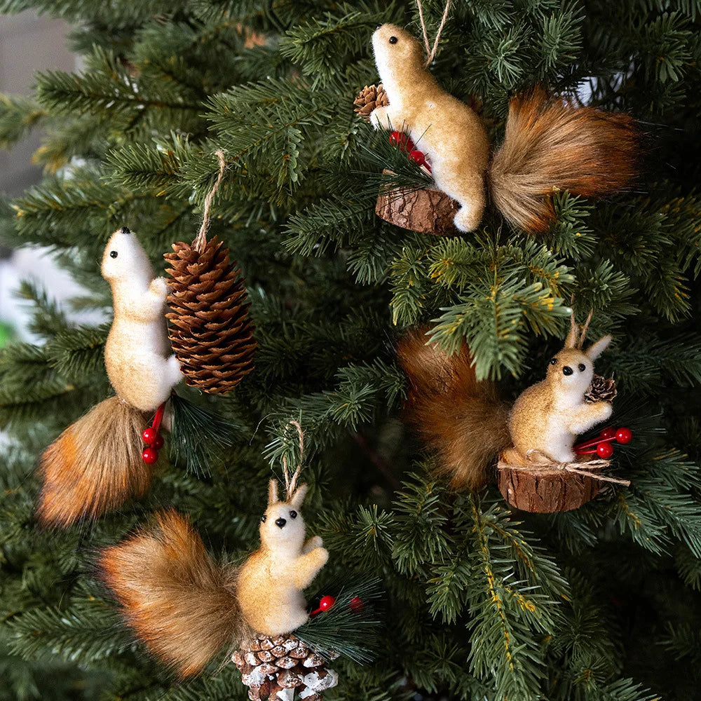 1Pcs Cute Squirrel Doll Ornament Realistic Squirrel Ornament Christmas Decorations Christmas Tree Pendant Home Decoration Peaceful Pleasures Health and Wellness