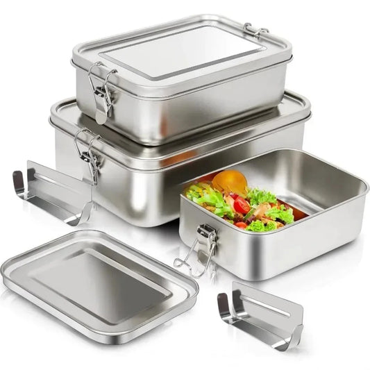 Stainless Steel Bento Box Metal Lunch Box Food Storage Containers with Lockable Clips Lunch Snack Boxes for Work,School Peaceful Pleasures Health and Wellness