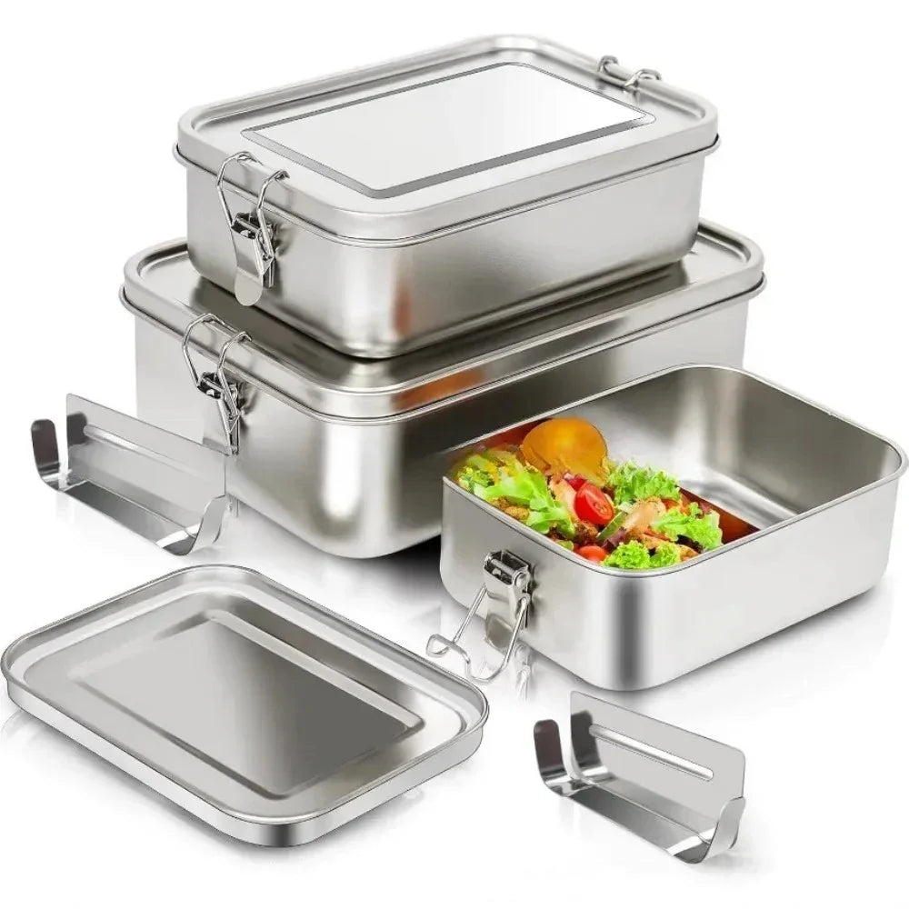 Stainless Steel Bento Box – Leakproof Lunch Box with Clips
